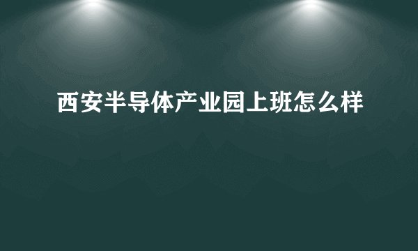 西安半导体产业园上班怎么样