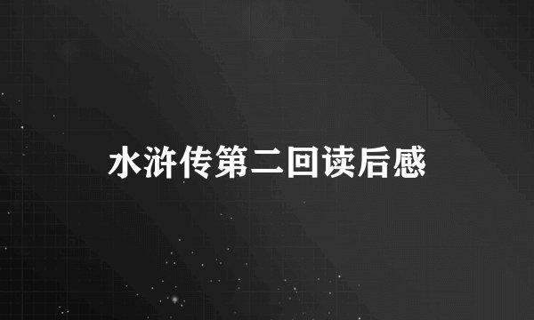 水浒传第二回读后感