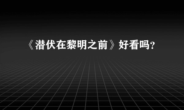 《潜伏在黎明之前》好看吗?