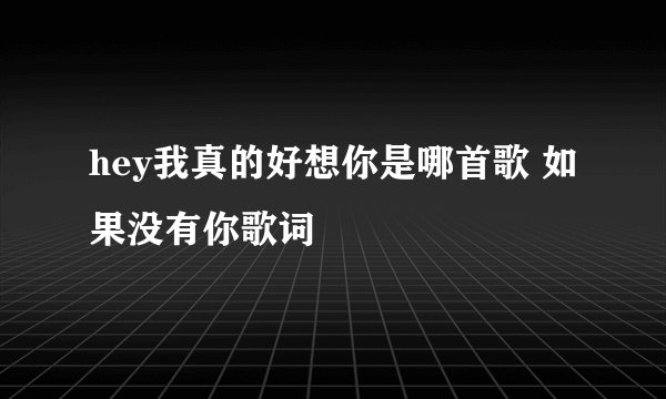 hey我真的好想你是哪首歌 如果没有你歌词