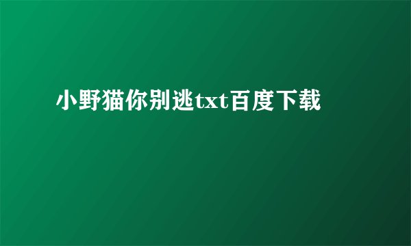 小野猫你别逃txt百度下载
