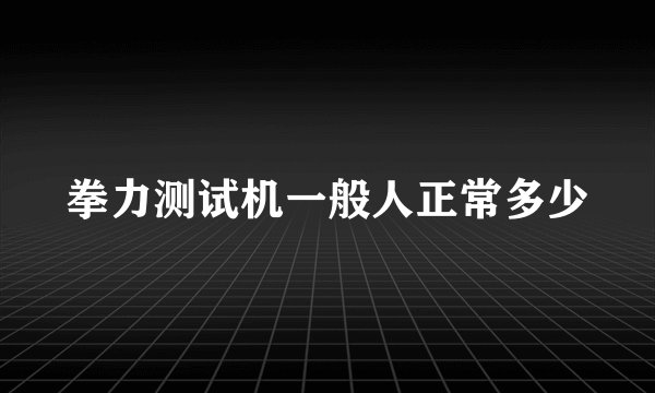 拳力测试机一般人正常多少