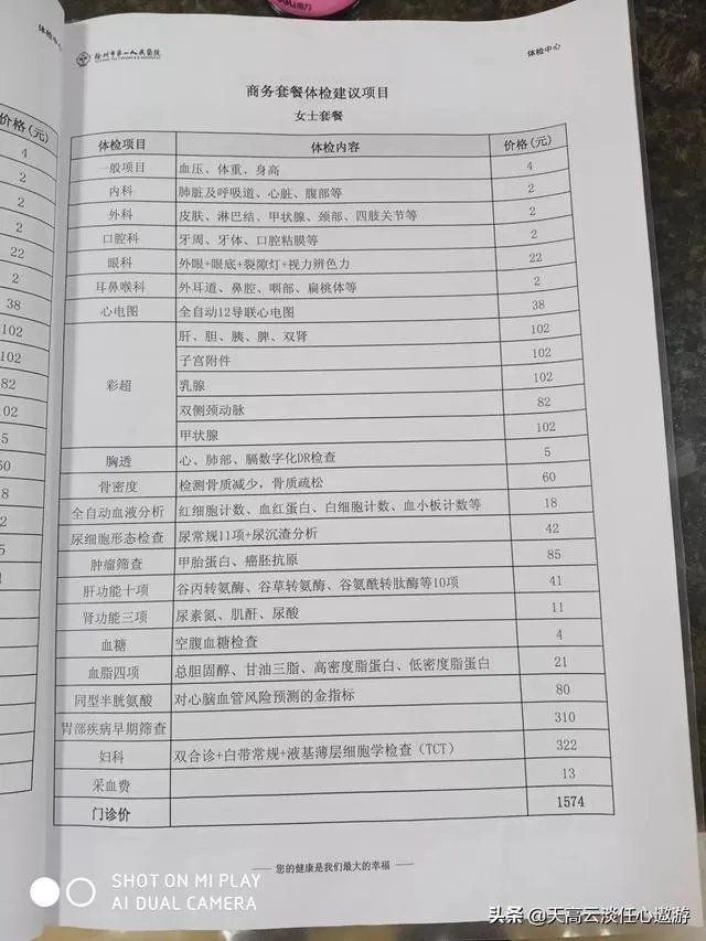 女性全身体检一般要多少钱?