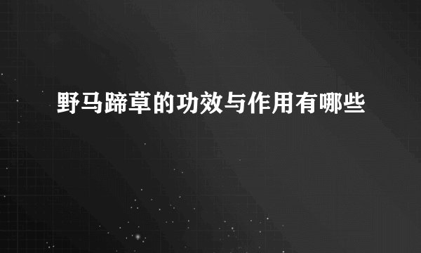 野马蹄草的功效与作用有哪些