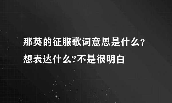 那英的征服歌词意思是什么?想表达什么?不是很明白