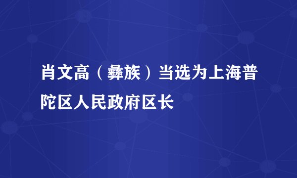 肖文高（彝族）当选为上海普陀区人民政府区长