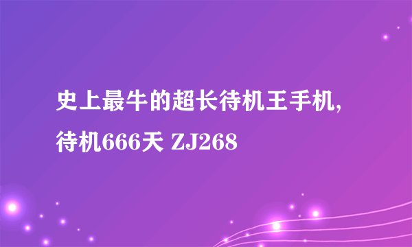 史上最牛的超长待机王手机,待机666天 ZJ268