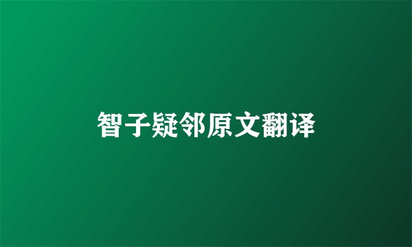 智子疑邻原文翻译