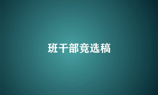 班干部竞选稿