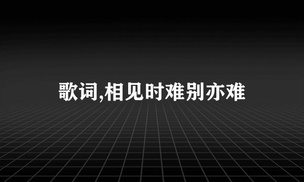 歌词,相见时难别亦难