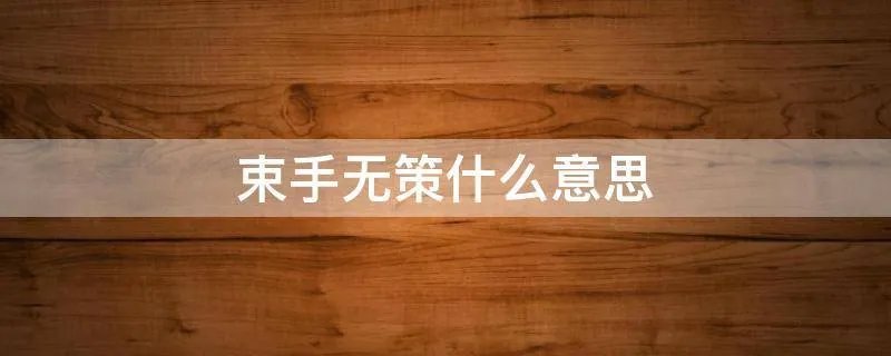束手无策什么意思