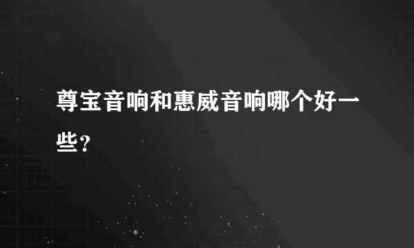 尊宝音响和惠威音响哪个好一些?