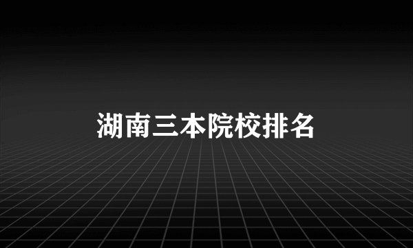 湖南三本院校排名