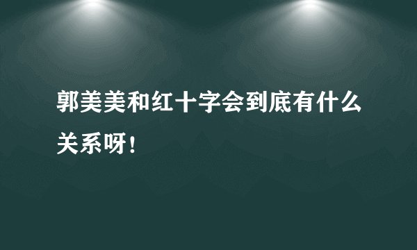 郭美美和红十字会到底有什么关系呀！