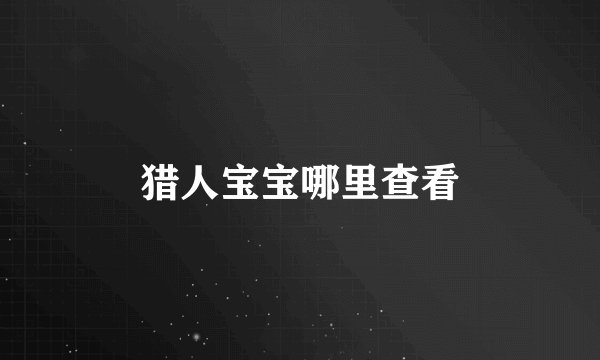 猎人宝宝哪里查看