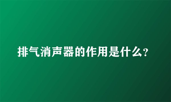 排气消声器的作用是什么？