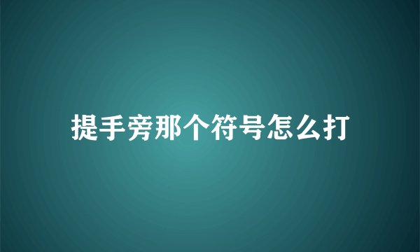 提手旁那个符号怎么打