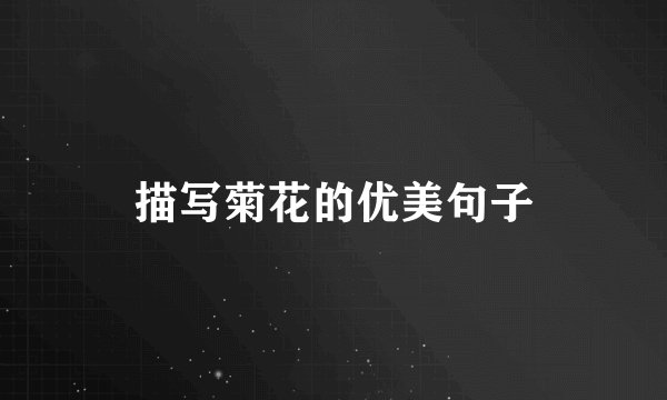 描写菊花的优美句子