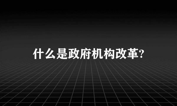 什么是政府机构改革?