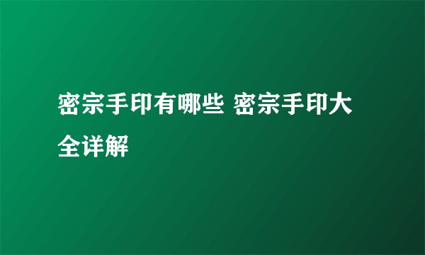 密宗手印有哪些 密宗手印大全详解