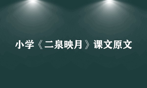 小学《二泉映月》课文原文