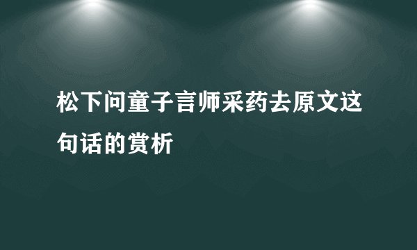松下问童子言师采药去原文这句话的赏析