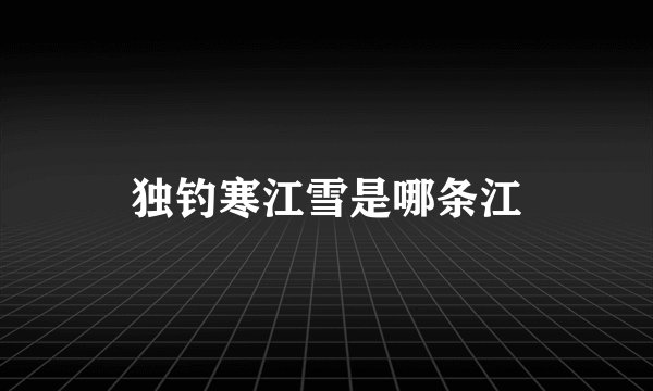 独钓寒江雪是哪条江