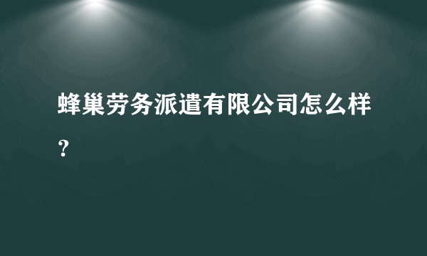 蜂巢劳务派遣有限公司怎么样？