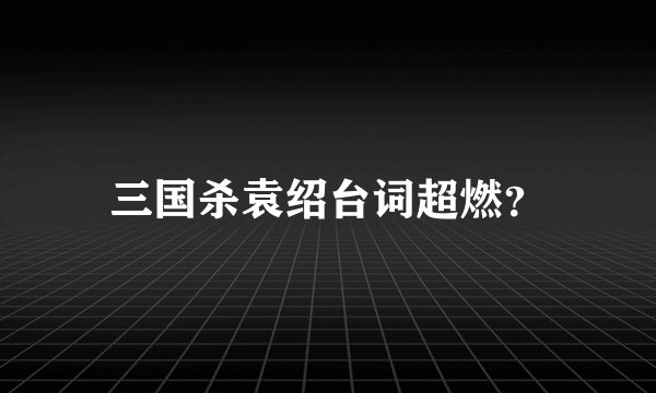 三国杀袁绍台词超燃？