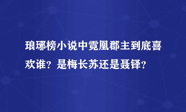 琅琊榜小说中霓凰郡主到底喜欢谁？是梅长苏还是聂铎？