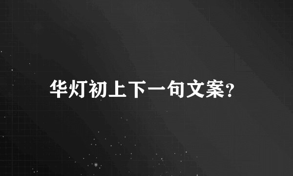 华灯初上下一句文案?