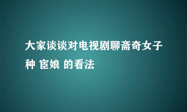 大家谈谈对电视剧聊斋奇女子种 宦娘 的看法